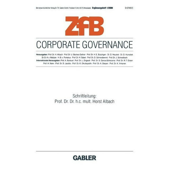 Zfb Special Issue Corporate Governance, Book 1, (Paperback)