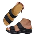 thumbnail image 3 of DAFEI Women's Thick Soled Leather One Strap Hollow Out Casual Open Back Solid Color Sandals, 3 of 8