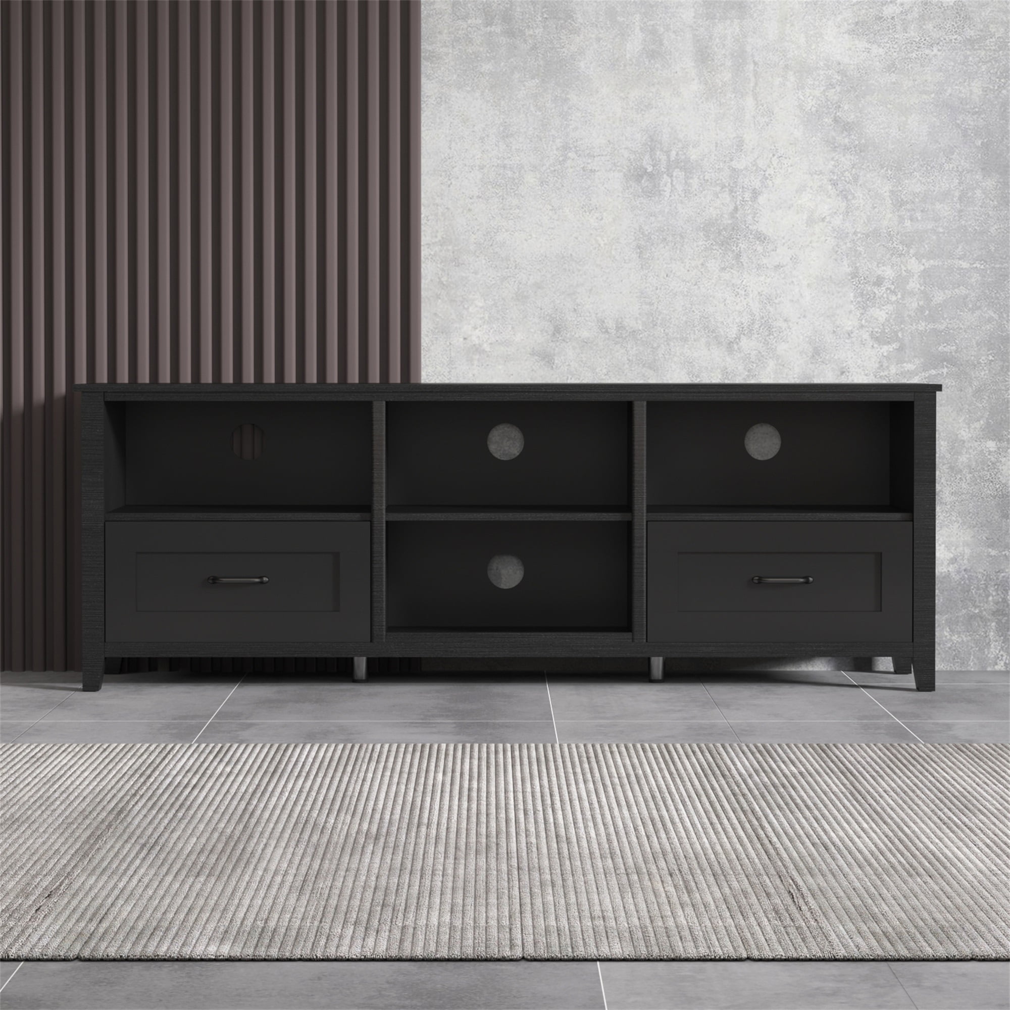 Kadyn 70.08" Black TV Stand, Entertainment Center TV Console for Living Room, TV Console Table with 2 Drawers and 4 High-Capacity Storage Compartment. Kadyn 70.08" Black TV Stand, Entertainment Center TV Console for Living Room, TV Console Table with 2 Drawers and 4 High-Capacity Storage Compartment.