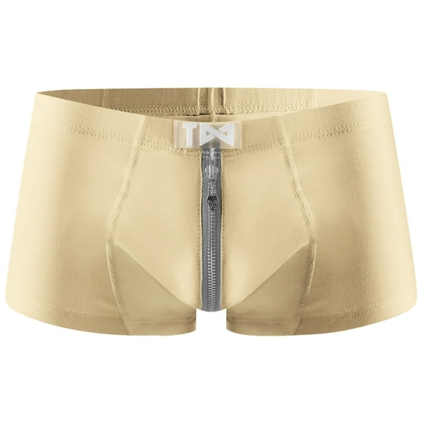 RXIRUCGD Men's Underwear Men Casual Fashion Solid Boxers Breathable Zipper Butt  Lift Underwear Mens Underwear Sexy Briefs 