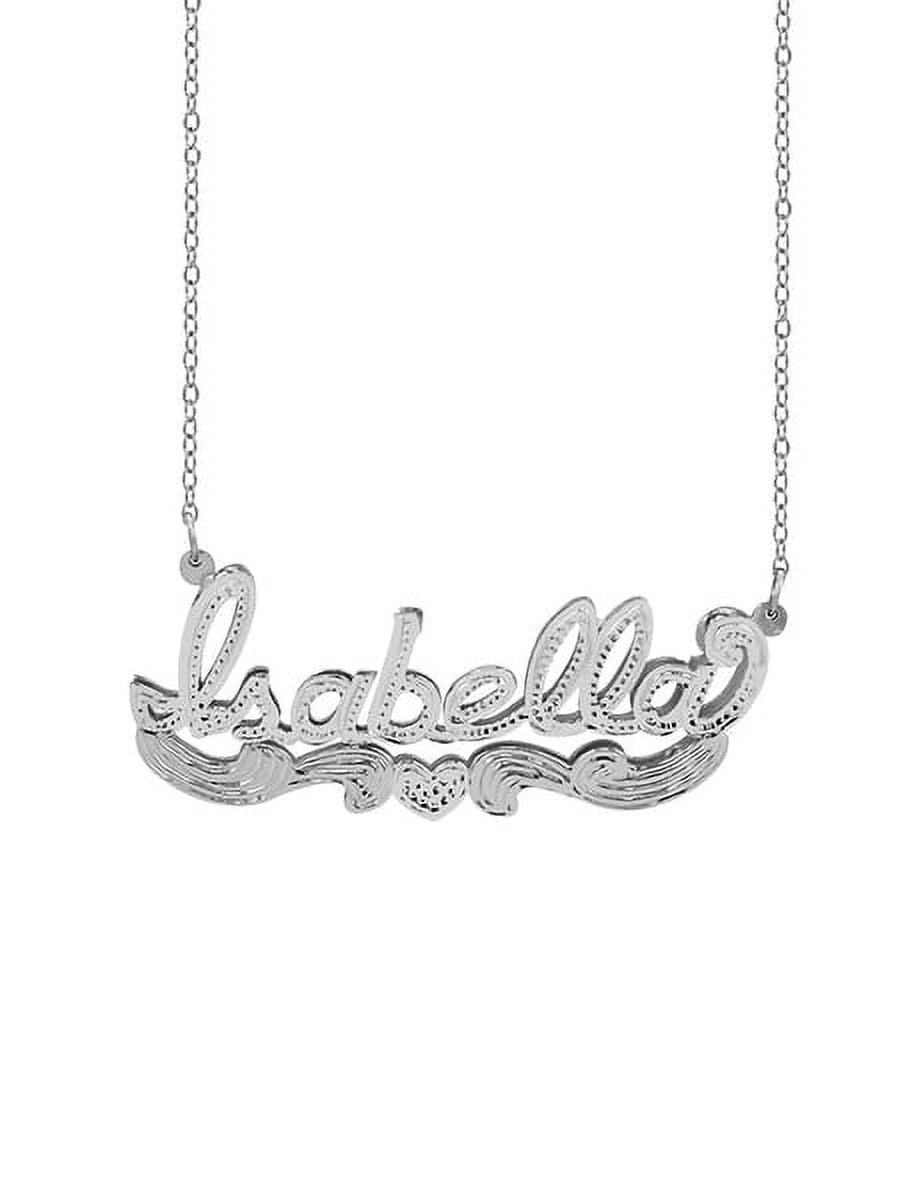 Personalized Sterling Silver or 14K Gold Plated Double Name Necklace w/Beading and Rhodium on Name and Heart 18" Link Chain. Spring Ring Clasp