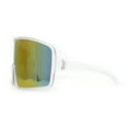 thumbnail image 3 of Mens Color Mirror Super Oversized Wrap Rectangle Plastic Sport Sunglasses Frost Rainbow Mirror, 3 of 4