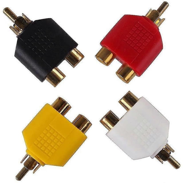 KAIYANG Adaptador divisor RCA Y de 4 piezas, 2 hembras a 1 macho para conversión de cable de TV, AV y video