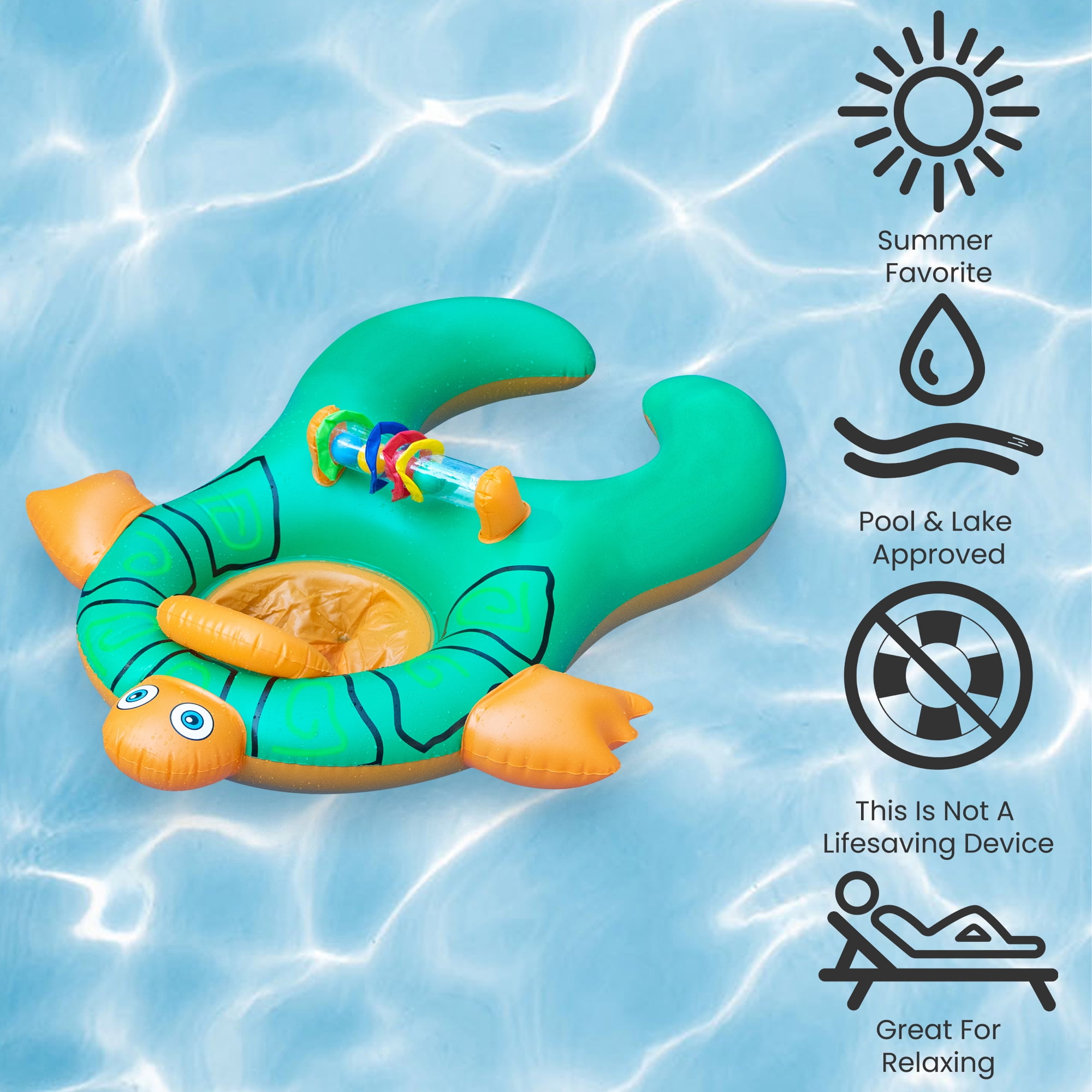 Swim Central Turtle Baby and Mom Inflatable Swimming Pool Seat - 40" - Green