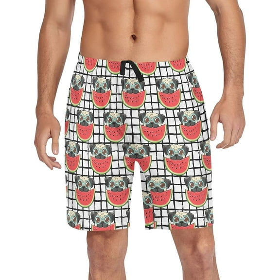 CROPD Colorful Pug Dog Pajama shorts Mens Lounge Sleep Shorts Straight-Fit Men Pajama Bottoms with Drawstring & Pockets