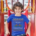 thumbnail image 3 of Tee Hunt Merry Christmas Youth T-Shirt Cute Bullfinch Ugly Sweater Happy Holidays Kids, Blue, Medium, 3 of 5