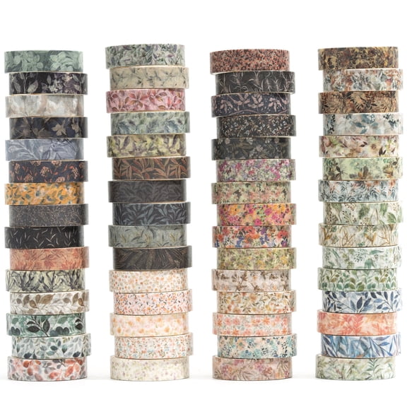 YUBX Flowers Washi Tape Pack 60 Rolls Autumn Leaves Decorative Tapes