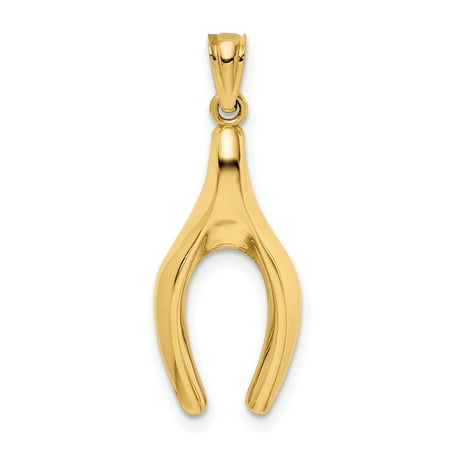 Good Luck Wishes Cards - 14k Yellow Gold Wishbone Pendant Charm Necklace Good Luck Italian Horn For Women