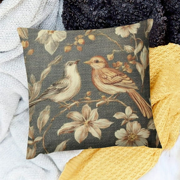 ZFLMY Vintage Floral Pillow Set of  Chinoiserie Flower and Bird Outdoor Decorative Throw Pillows Retro Rustic Pillowcases Farmhouse Cushion Covers for Couch Home Decor 18x18in