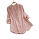 thumbnail image 1 of Blusa holgada de manga larga con botones y cuello en V para mujer, talla grande, color rosa, talla 5XL, 1 of 4
