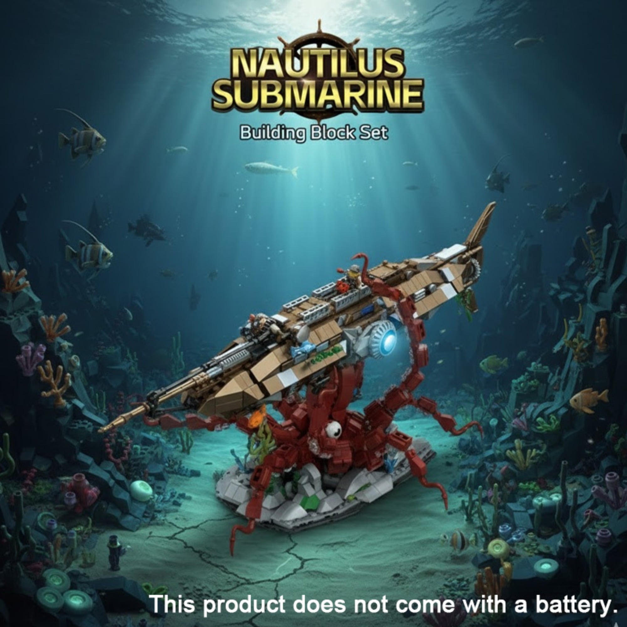 Remocguys Nautilus Submarine Building Set Compatible with Lego Architecture Collectible Model Kit with LED for Adults 1190pcs