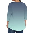 thumbnail image 4 of CHGBMOK Womens 3/4 Sleeve Blouses Gradient Crew Neck T Shirts Casual Pleated Tops Curved Hem Going Out Outfit, 4 of 6