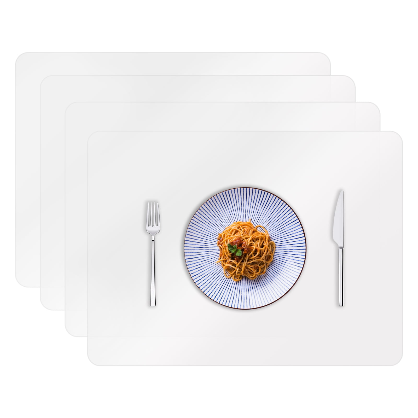 4pcs Clear Placemats for Dining Table, EEEkit Plastic Dining Mats Heat