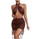 thumbnail image 1 of Falda de verano a la moda Sexy para mujer, paquete de cuello cruzado de Color sólido, falda a la cadera, traje ajustado Pompotops qwe13459, 1 of 9