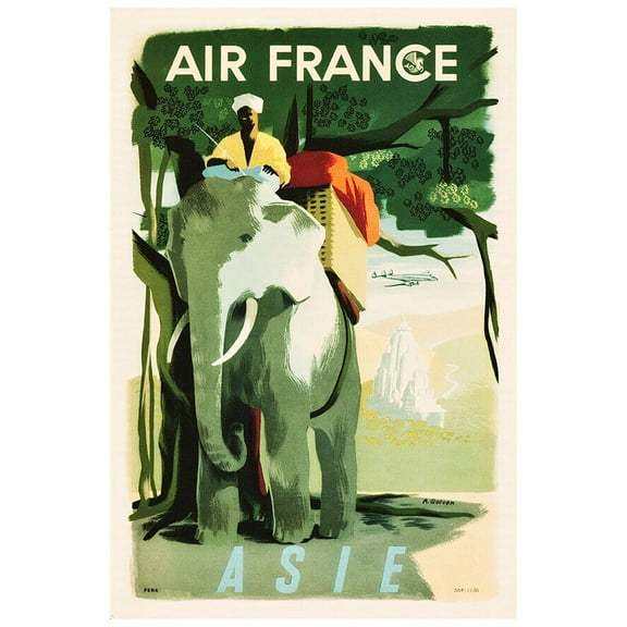 Air France - Asia - Vintage Airline Travel Poster (8x12Inches-US/CANOnly)