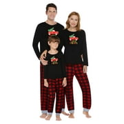 GRNSHTS Family Matching Christmas Pajamas Set Blue Xmas Pjs Set Adults Baby Kids 2PCS Christmas Tree Sleepwear Nightwear (Black-Women/L)