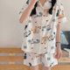 thumbnail image 1 of Hello Kitty-Pijama de manga corta con estampado de Pochacco para niñas, ropa de dormir con estampado de dibujos animados Kawaii, con solapa y diseño de Mymelody Kuromi Pochacco Sanrio, 1 of 4