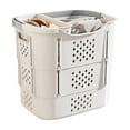 thumbnail image 2 of Hovmgk Folding Dirty Clothes Basket, Multi-layer Storage Bin with Handle, ABS Laundry Organizer for Clothes, Toys, and Home Use, Large Capacity for Bedroom, Bathroom, and Storage, Gray, 2 of 7