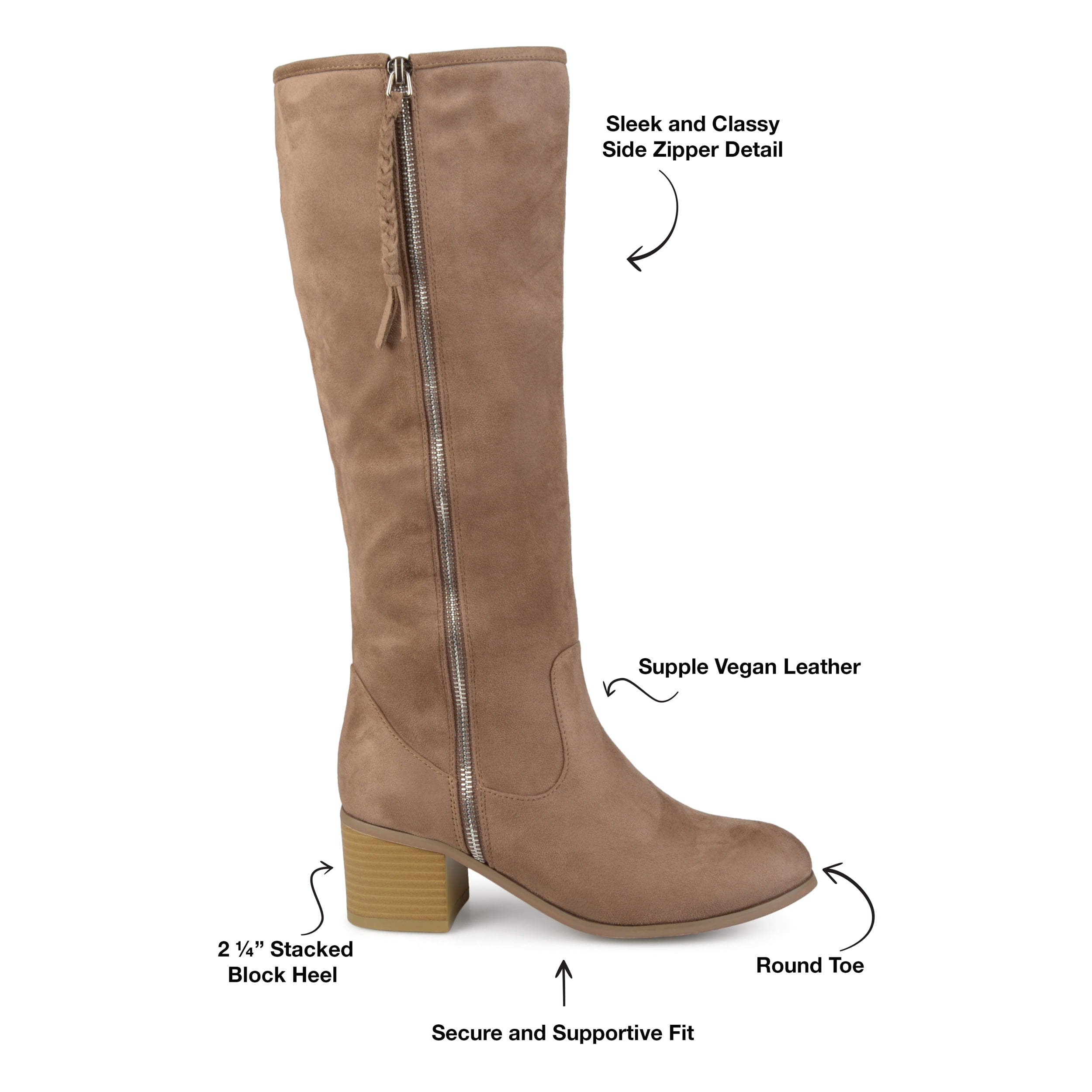Journee Womens Sanora Wide Calf Stacked Heel Riding Boots
