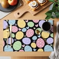 thumbnail image 2 of Easter Eggs Placemats Set of 8, Cute Colorful Farmhouse Love Black Placemats for Dining Table, Place Mats for Kitchen Tabletop, Waterproof Wipeable Dining Table Mats Set, 2 of 9