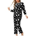 thumbnail image 2 of INSPIRE CHIC Women's Heart Star Tops with Pants Warm Flannel Plush Fleece Pajamas Set XS Black, 2 of 5