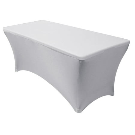

Mds Pack of 10 Rectangular Stretch 6ft Spandex Table Cover Tablecloths for Wedding - Light Silver Gray