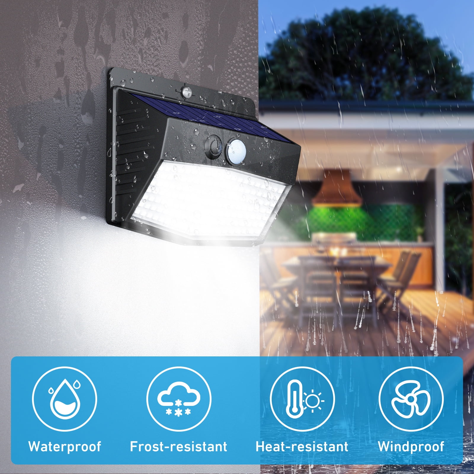 4 Pack Solar Lights Outdoor, Motion Sensor Solar Security Lights Waterproof with 3 Lighting Modes Solar Powered Wall Lights Outside for Garden Fence Yard Deck, Black