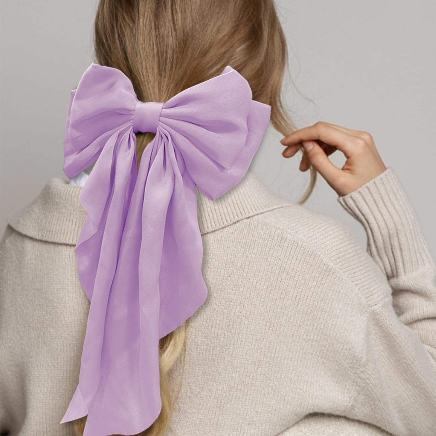 Large Bow Hair Clips with Long Tails - Ribbon Bowknot Pins Accessories for Women, Party Gifts for Girls ()