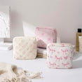 thumbnail image 2 of Luxury Small Soft Quilted Cotton Makeup Bag for Purse, Cosmetic Bag with Compartments, Cotton Aesthetic Makeup Bag, Travel Toiletry Pouch, Key Pocket Lipstick Bag Card Holder Data Cable Organizer, 2 of 6