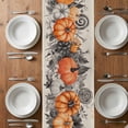 thumbnail image 6 of Halloween Table Runner - 48 Inch Long, Kitchen Dining Table Runner Dresser Scarves, Watercolor Country Orange Grey Pumpkin Skull Farmhouse Decor for Coffee Tables Wedding Party Banquet, 6 of 8