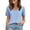 Light Blue, variant on Women's Summer Layered 2 in 1 Floral Print Blouse Short Sleeve Casual T Shirt Beach Vacation Top Black L