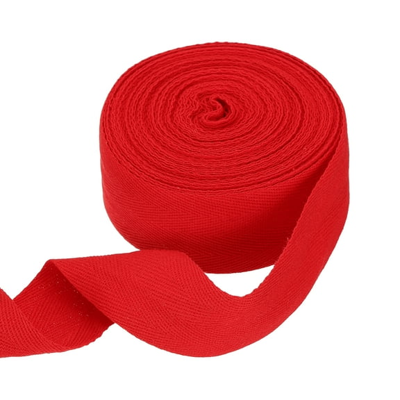 Uxcell Cotton Twill Tape Ribbon 1-5/8" 11 Yard Herringbone Webbing Tape, Red