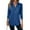 Blue #004, variant on Mohiass 3/4 Sleeve Elegant Blouse Women Spring Formal Ruched Shirt Solid Lightweight V Neck Fitted Tops White L