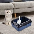 thumbnail image 6 of perfeclan Cat Open Top Pet Litter Tray Cat Litter Container Prevent Sand Leakage Semi Enclosed Cat Toilet Removable Blue Medium, 6 of 9