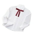 thumbnail image 2 of Swuxness Toddler Long Sleeve Turndown Collar Blouse Casual Shirt Solid Color Ruffle Button Down Top, 2 of 3