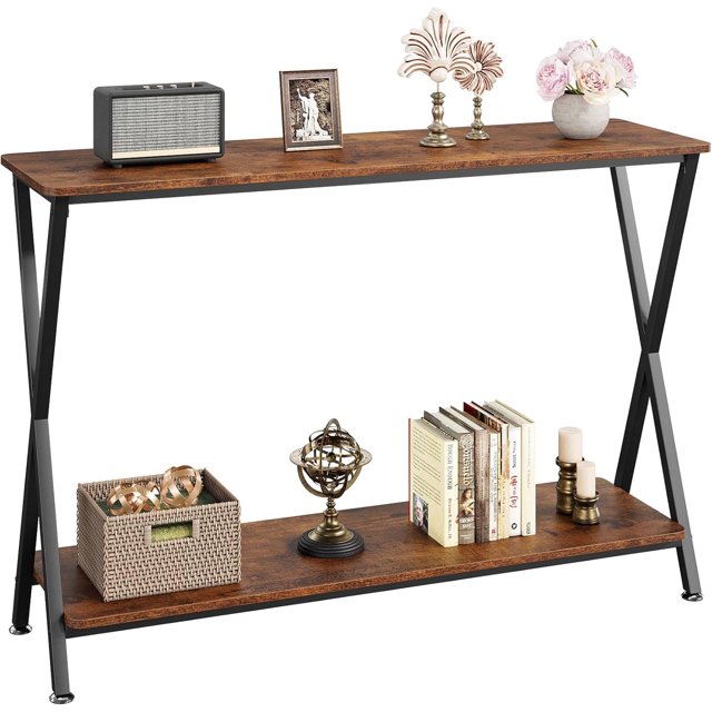 2-Tier Narrow Console Table, Small Entryway Sofa Table for Hallway, Bedroom, Living Room