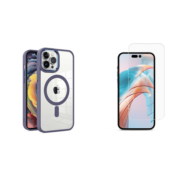 BEMZ Orbit (Compatible with MagSafe) Protective Case for iPhone 15 Pro Max (with Tempered Glass Screen Protector) Muave Purple