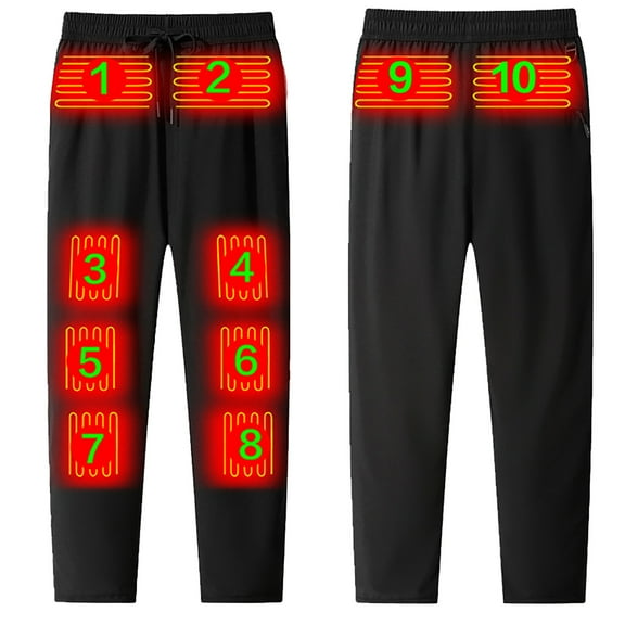 SRZYMJ Mens Drawstring Joggers Heated Pants for Men with 12V Battery Pack Fleece Lined Outdoor Softshell Pants Electric