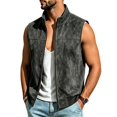 thumbnail image 4 of Maqroz Mens Outerwear Vests Faux Suede Sleeveless Jacket Stand Collar Zip Up Daily Coat with Pockets Gray,L, 4 of 6