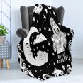 thumbnail image 4 of Psychic Soft Flannel Fleece Blanket, Vintage Style Cartoon Monotone Layout Fortune Teller and Crescent Moon, Cozy Plush for Indoor and Outdoor Use, 50" x 70", Charcoal Grey and White, by Ambesonne, 4 of 5