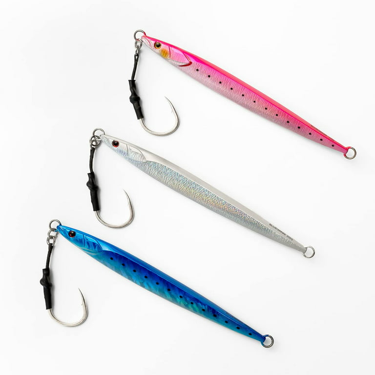 OCEAN CAT 1 PC Slow Fall Pitch Fishing Lures Sinking Lead Metal Flat Jigs  Jigging Baits with Hook for Saltwater Fishing 4 Colors 160G/200G  (Blue&Pink, 40g(1 2/5oz)) : Buy Online at Best
