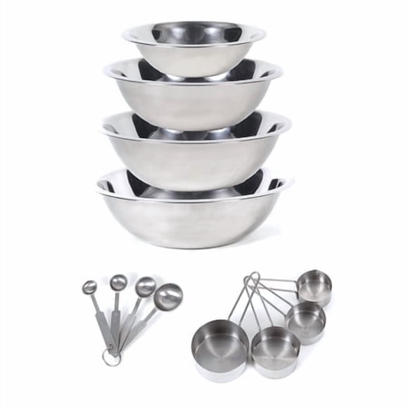 CucinaPrime Ensemble de Bols à Mélanger en Acier Inoxydable (1,5 3 4 et 5 Pintes) Tasses et Cuillères à Mesurer