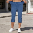 thumbnail image 6 of NinXxx Women's High Waist Stretchy Button Pocket Pull On Cropped Yoga Pants Light Blue XXXL, 6 of 7