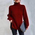 thumbnail image 4 of JUNWELL Women‘s Turtleneck Oversized Sweaters  Fall Long Sleeve Tunic Pullover Sweater Solid Color Soft Knitted Cozy Jumper Tops, 4 of 7