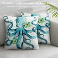 thumbnail image 3 of ONETECH Octopus Throw Pillow Cover Decorative Square Green Flower Pillow Case White Pillowcase for Bed Bedroom Couch Chair  Ocean Blue, 3 of 5