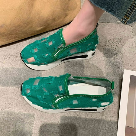 

Sawvnm Womens Fashion Mesh Cloth Low-tops Casual Shoes Thick Heel Lightweight And Comfortable Shoes Savings up to 30% off Green US:6.5