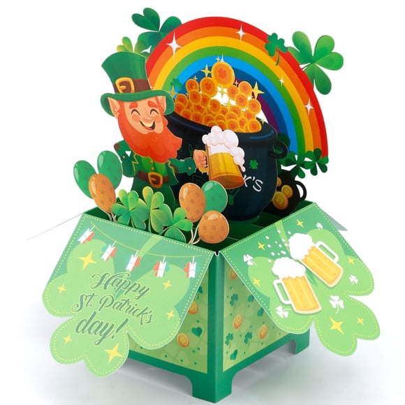 Tarjeta de felicitación Penitue con diseño de trébol desplegable de San Patricio