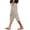 A-Khaki48, variant on Babaley Women's Pants Linen High Waist Sides Buttons Capri Pants Solid Color Wide Leg Pants Women Casual Cropped Pants