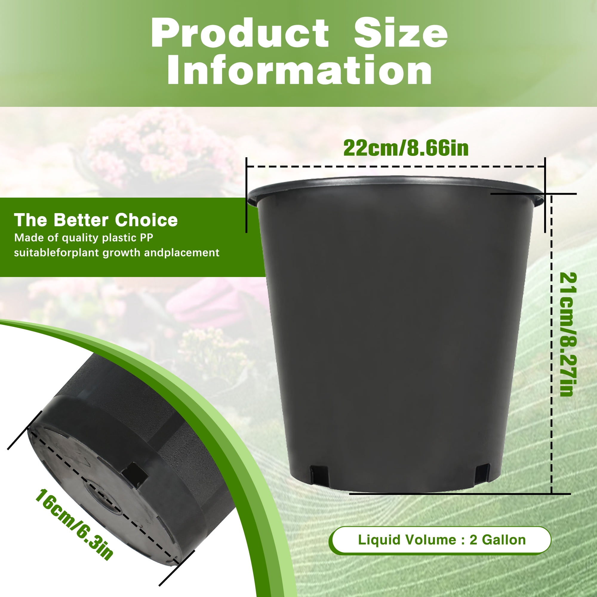hostic 10Pcs 2gal Premium Black Nursery Pot Plant Container Garden Planter Pots Plastic