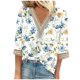 thumbnail image 2 of ICHUANYI Clearance Fashion Women's Summer V-Neck 3/4 Sleeve Print Casual T-shirt Blouse(Yellow, XL) ICHUANYI WER2023081110809, 2 of 5